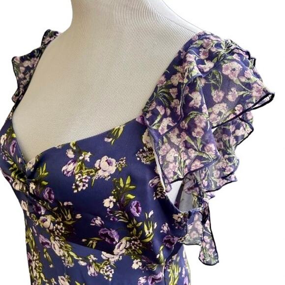 NWT Forever 21 Tiered Purple Floral Print Mini Dress. Size XL - Picture 8 of 13